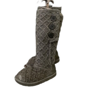 UGG Lattice Cardy Women's Size 5 Gray Knit Winter Tall Boots 1016557